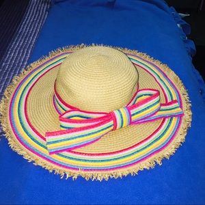 Betsey Johnson Straw Colorful Stripes Hat